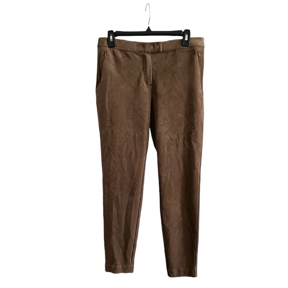 J. Jill Women’s Faux Suede Pants Chestnut Brown Size S Stretch Business Casual - Picture 1 of 6
